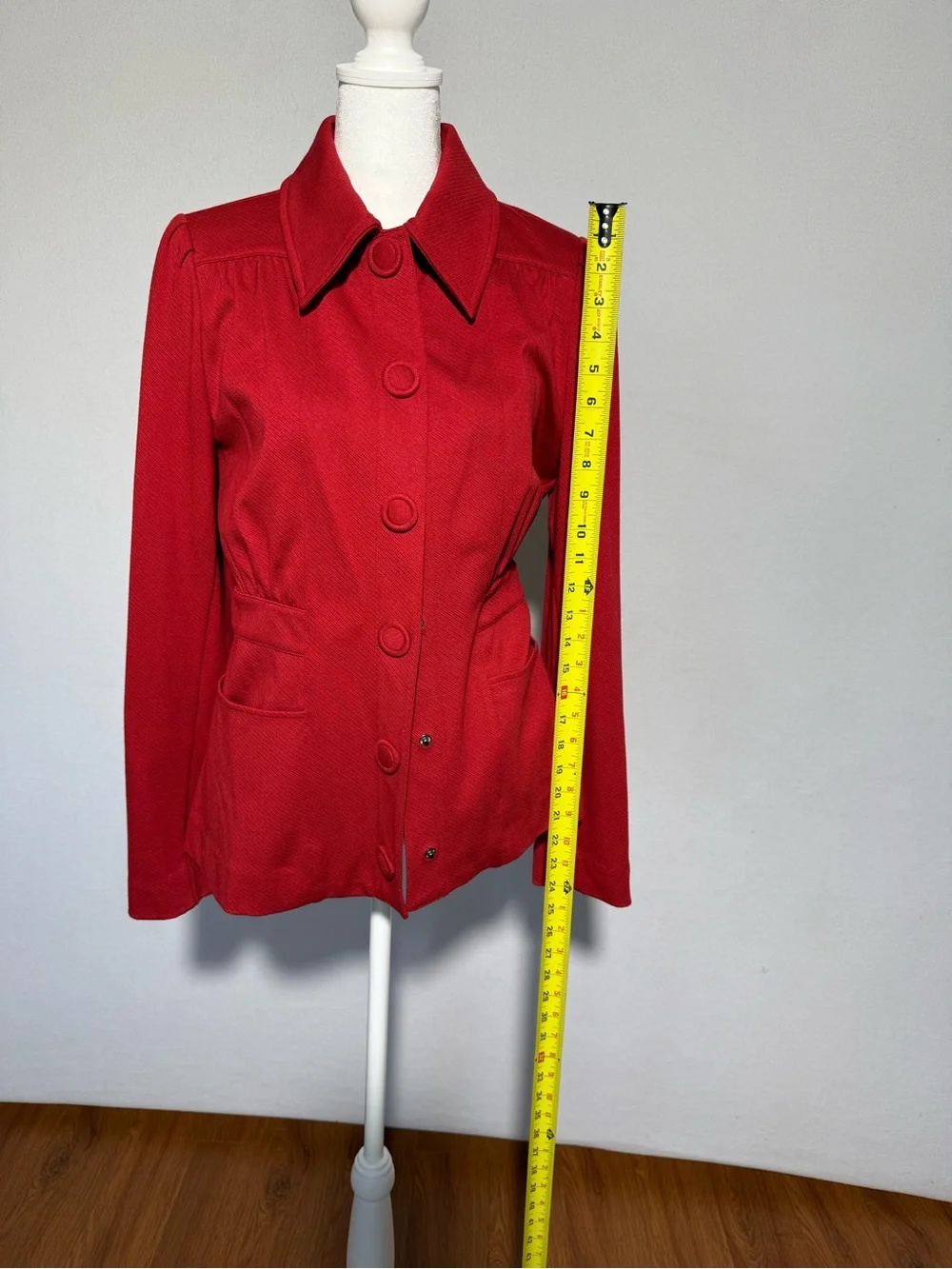 CAbi Red Button-Front Pea Coat - Picture 5 of 8